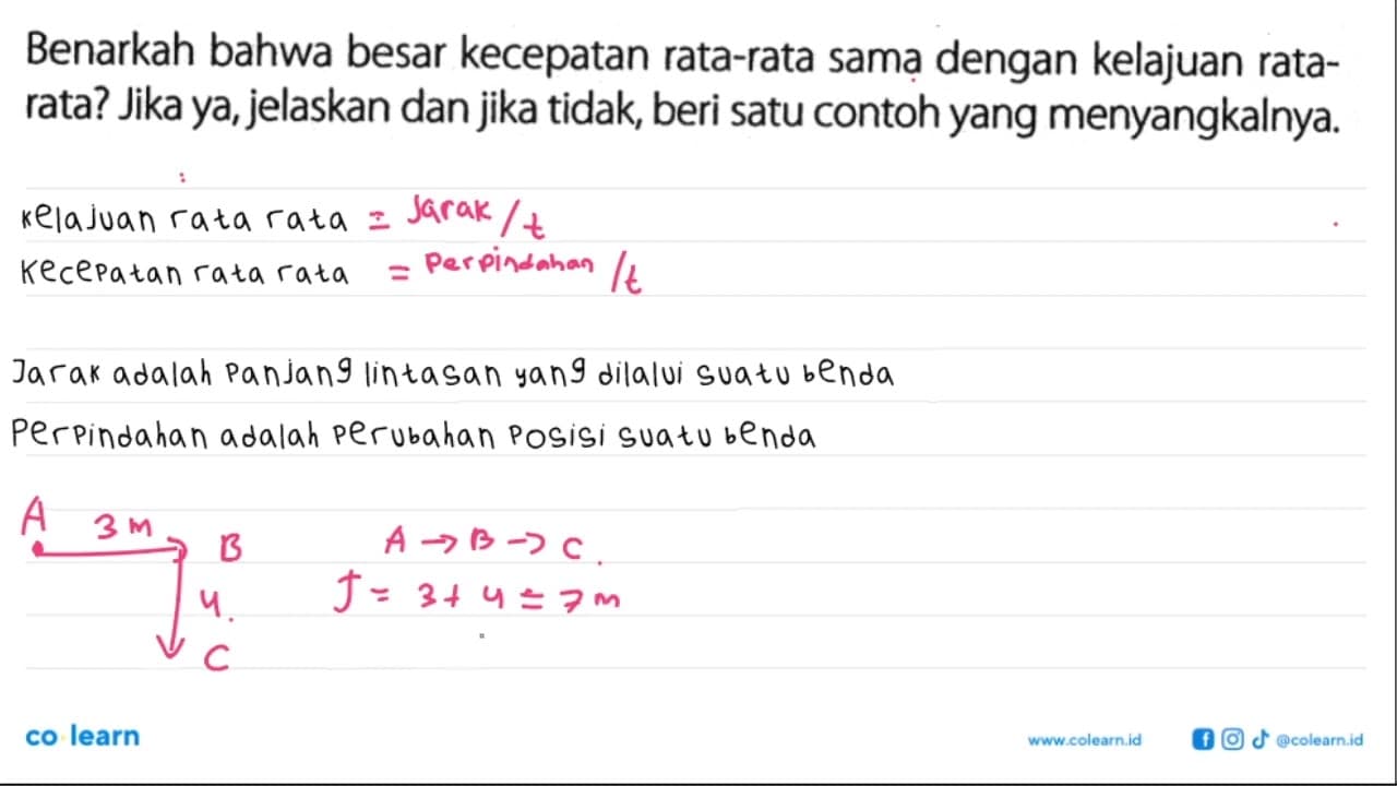 Benarkah bahwa besar kecepatan rata-rata sama dengan