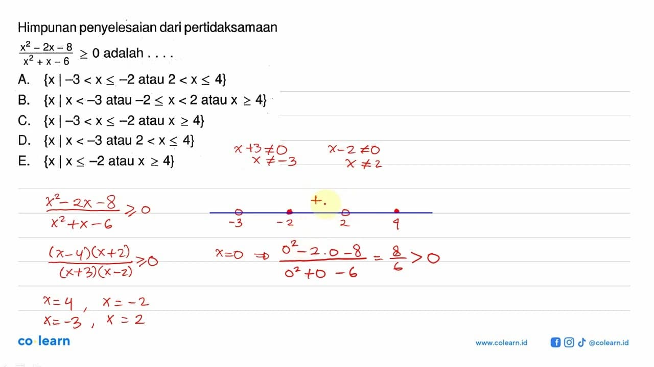 Himpunan penyelesaian dari pertidaksamaan (x^2 - 2x -