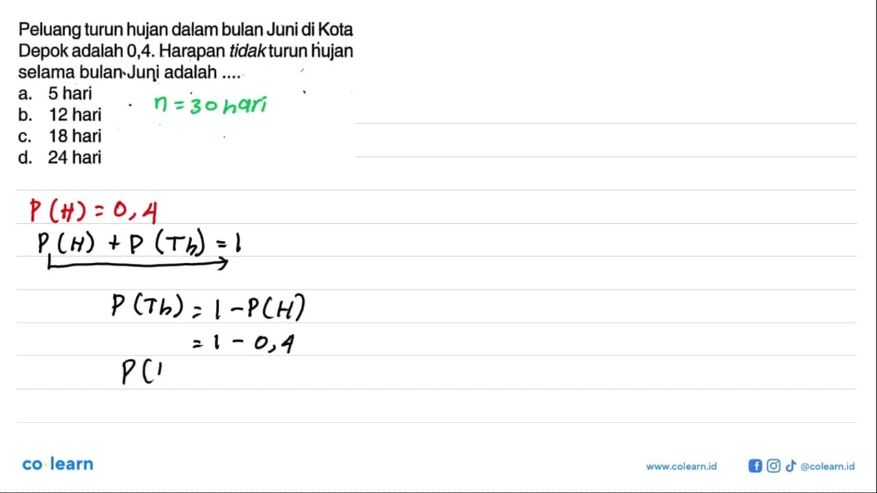 Peluang turun hujan dalam bulan Juni di Kota Depok adalah