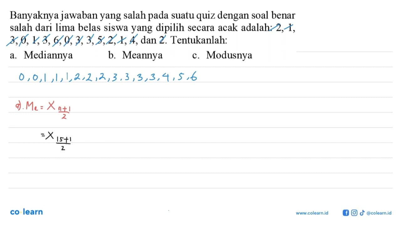 Banyaknya jawaban yang salah pada suatu quiz dengan soal