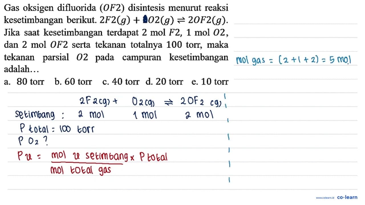 Gas oksigen difluorida (OF2) disintesis menurut reaksi