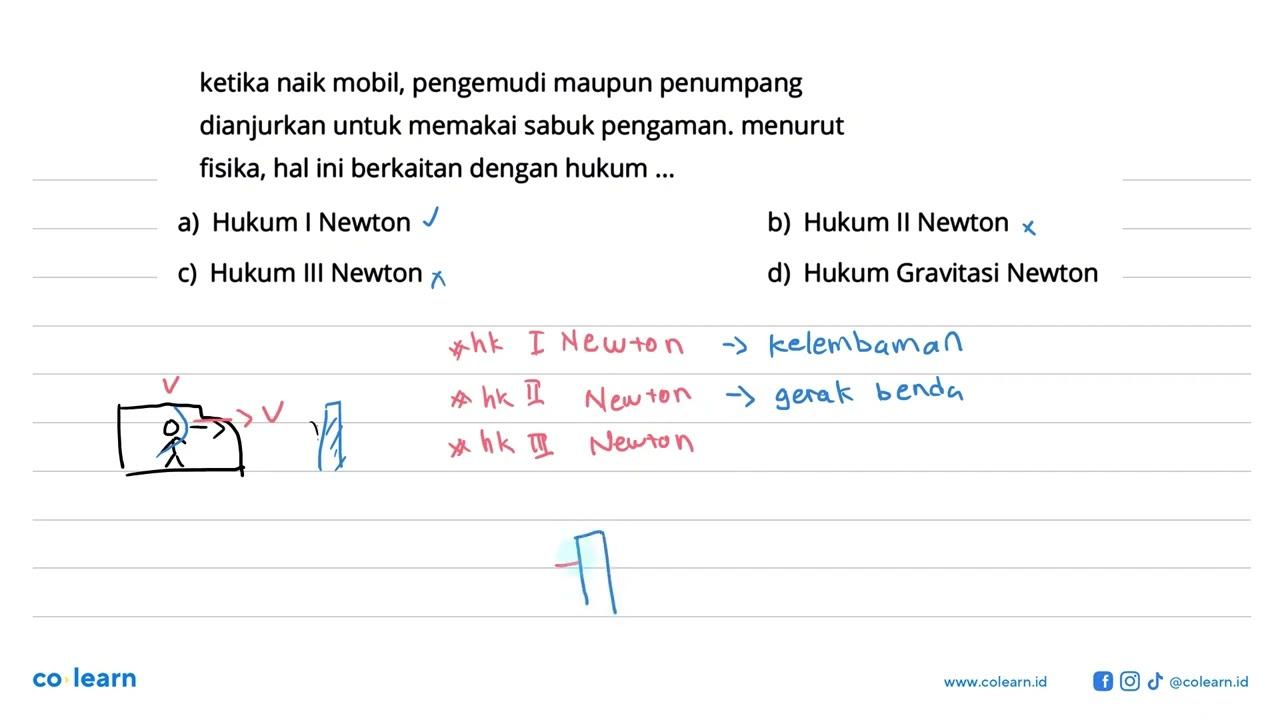 ketika naik mobil, pengemudi maupun penumpang dianjurkan