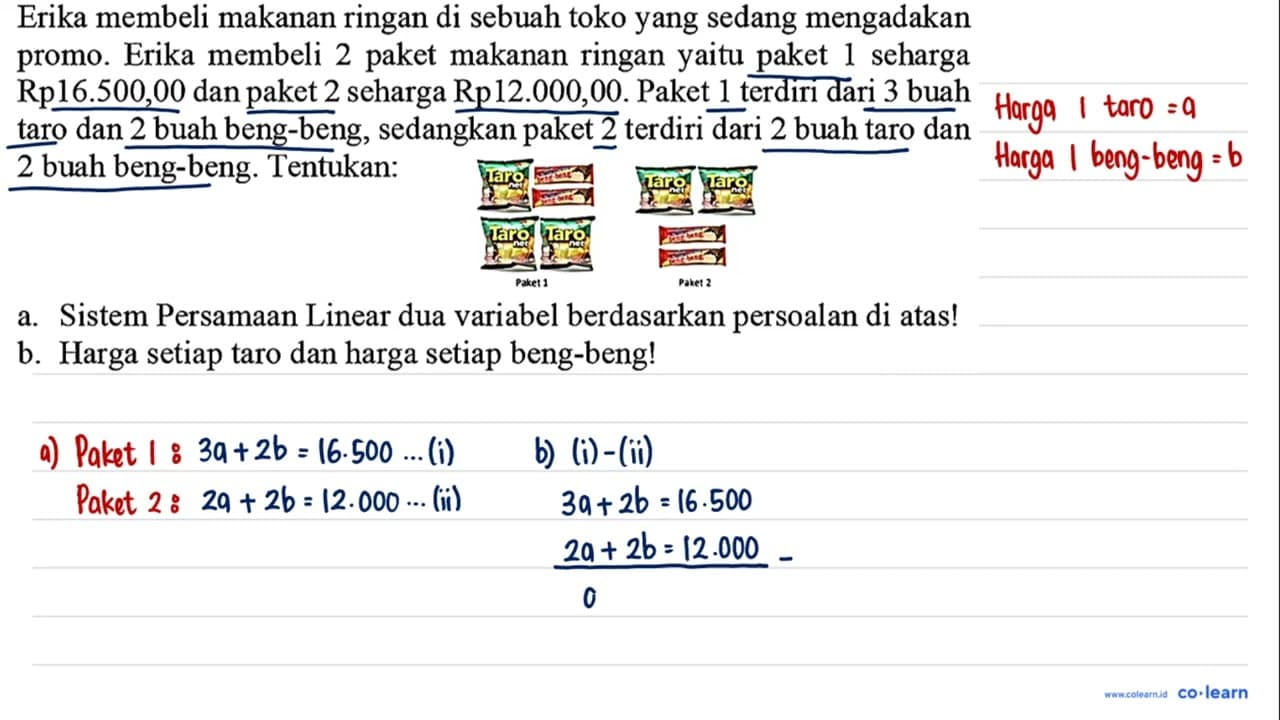 Erika membeli makanan ringan di sebuah toko yang sedang