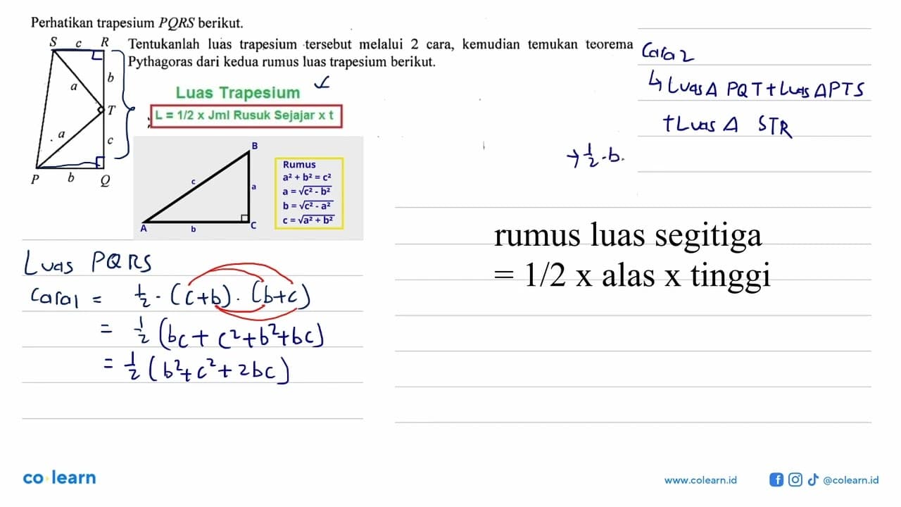 Perhatikan trapesium PQRS berikut.Tentukanlah luas