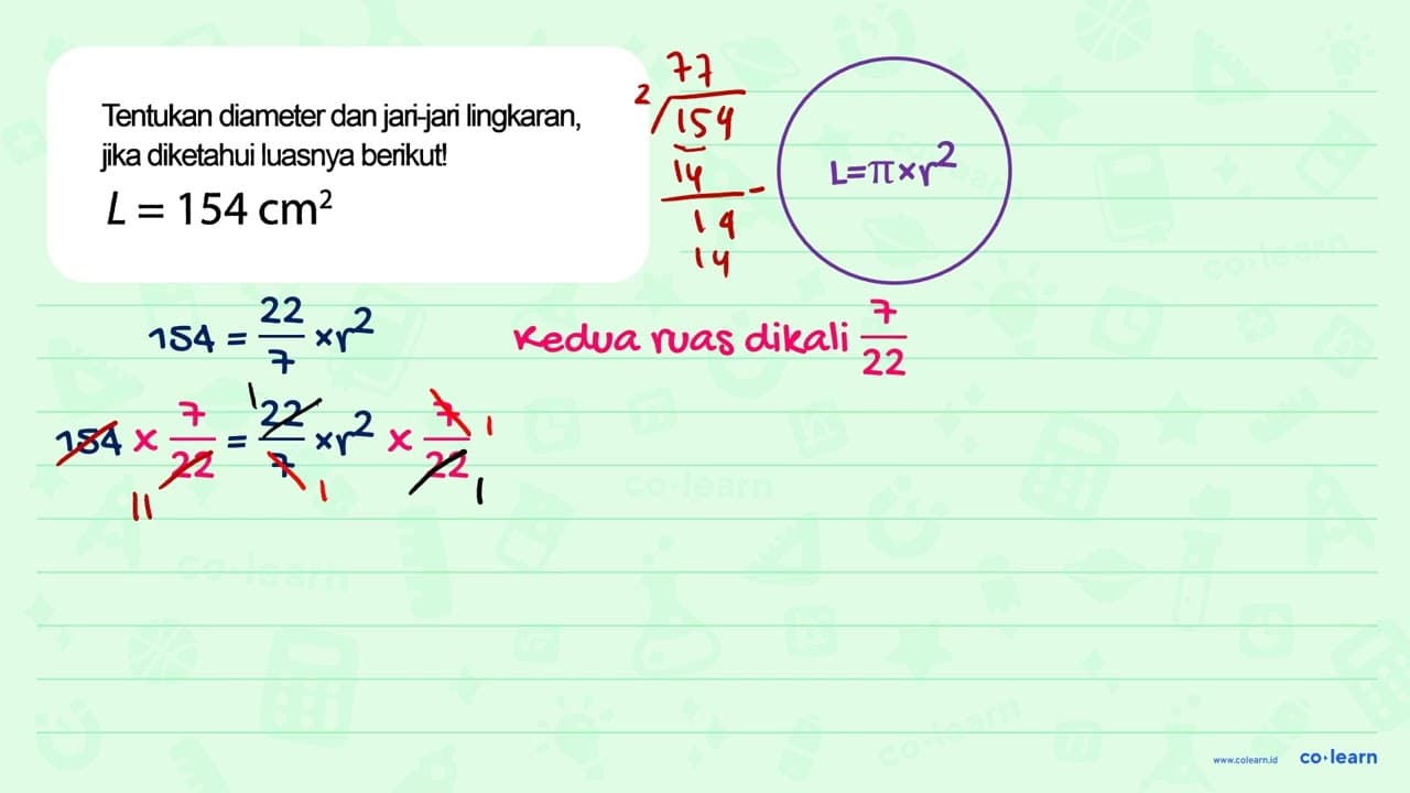 Tentukan diameter dan jari-jari lingkaran, jika diketahui