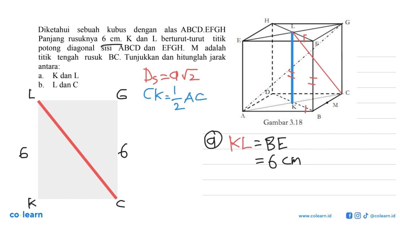 Diketahui sebuah kubus dengan alas ABCD.EFGH Panjang