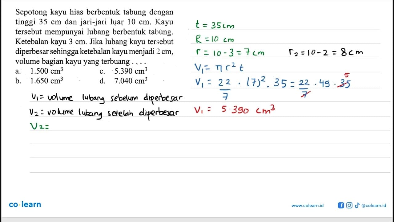 Sepotong kayu hias berbentuk tabung dengan tinggi 35 cm dan