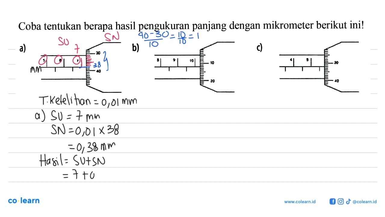 Coba tentukan berapa hasil pengukuran panjang dengan