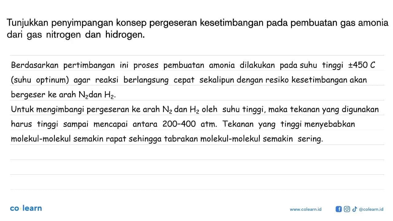 Tunjukkan penyimpangan konsep pergeseran kesetimbangan pada