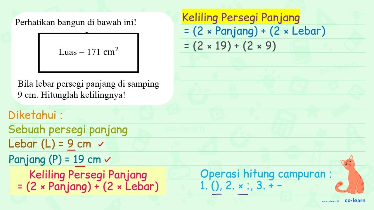 Perhatikan bangun di bawah ini! { Luds )=171 cr^(2) Bila