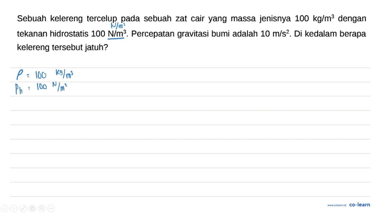 Sebuah kelereng tercelup pada sebuah zat cair yang massa