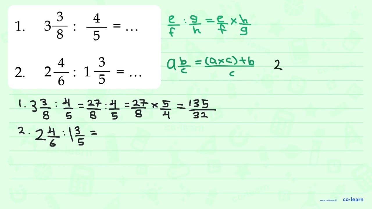 1. 3 (3)/(8): (4)/(5)=... 2 (4)/(6): 1 (3)/(5)=...