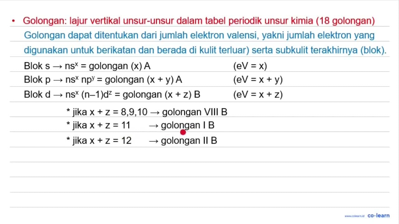 Tentukan pada blok apa unsur berikut dalam sistem periodik