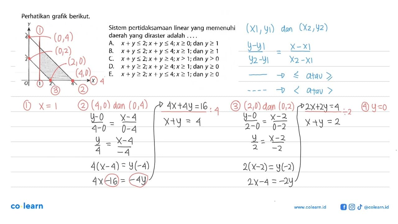 Perhatikan grafik berikut. Y 4 2 O 1 2 3 X Sistem