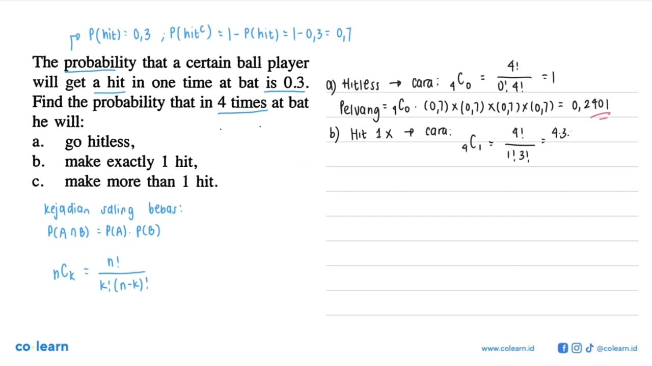 The probability that a certain ball player will get a hit