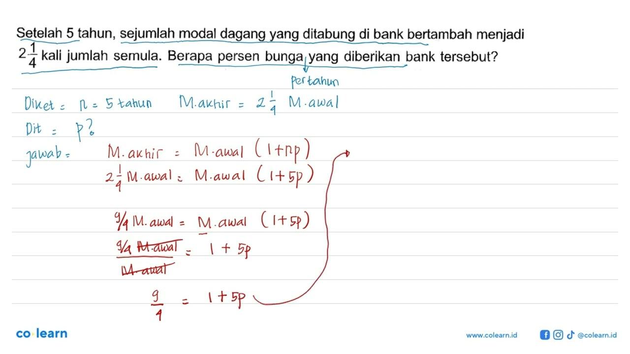 Setelah 5 tahun, sejumlah modal dagang yang ditabung di