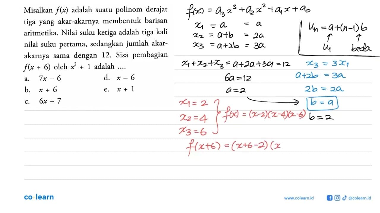 Misalkan f(x) adalah suatu polinom derajat tiga yang