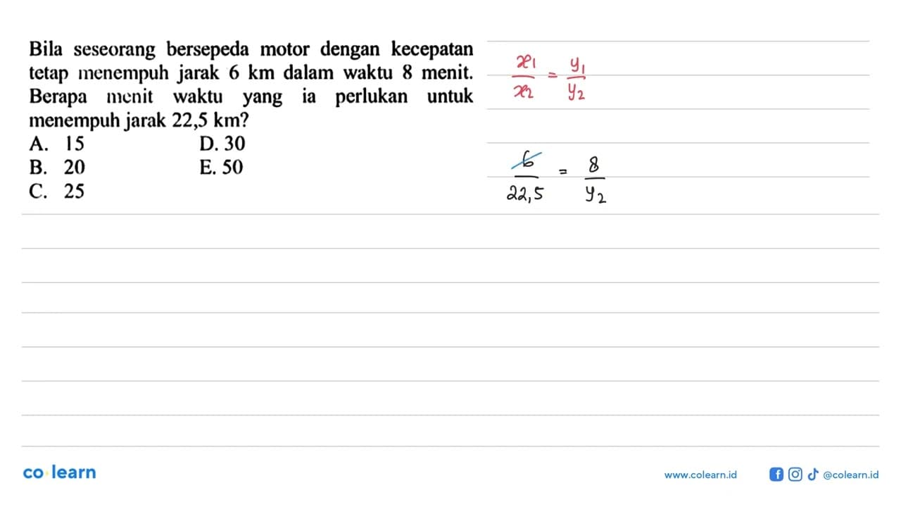 Bila seseorang bersepeda motor dengan kecepatan tetap