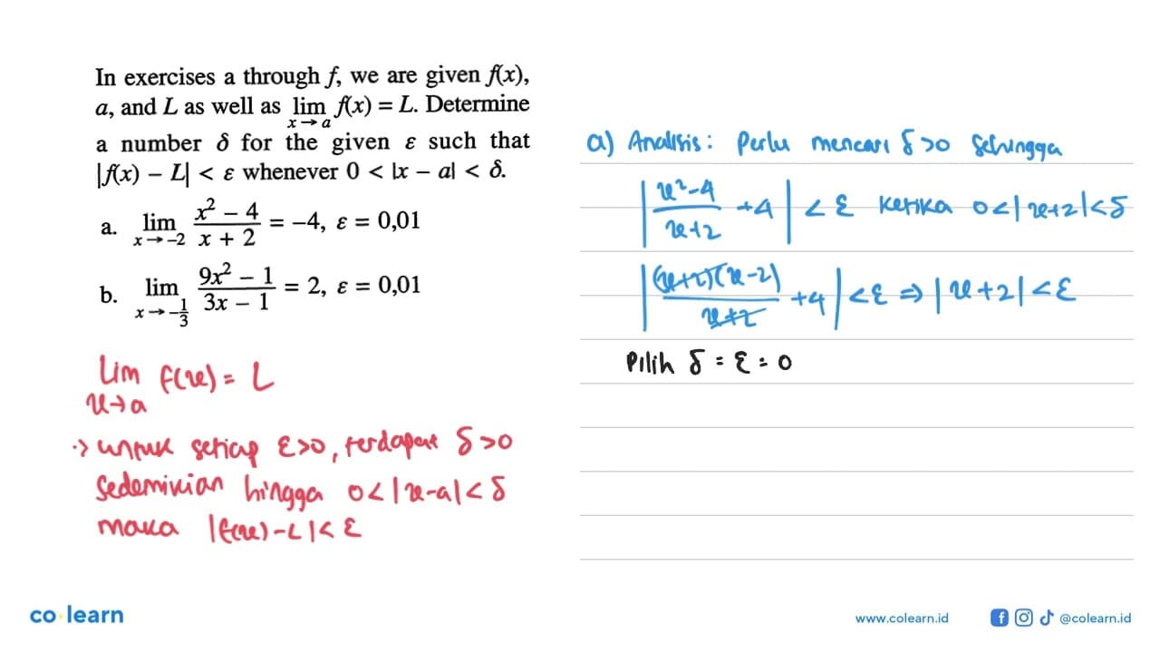 In exercises a through f, we are given f(x), a, and L as