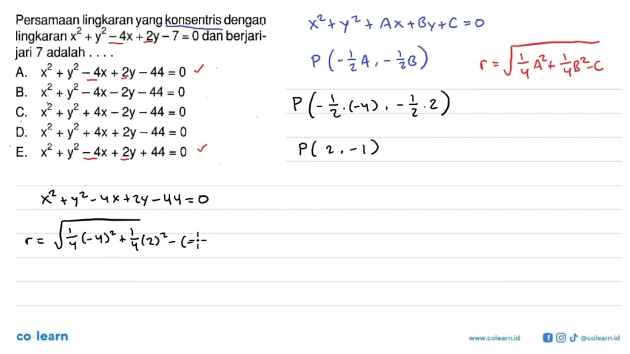 Persamaan lingkaran yang konsentris dengan lingkaran