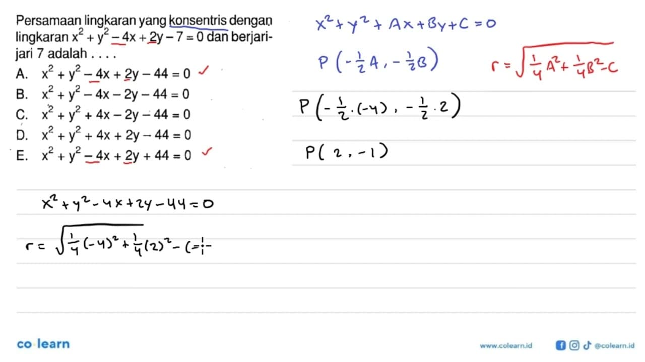 Persamaan lingkaran yang konsentris dengan lingkaran