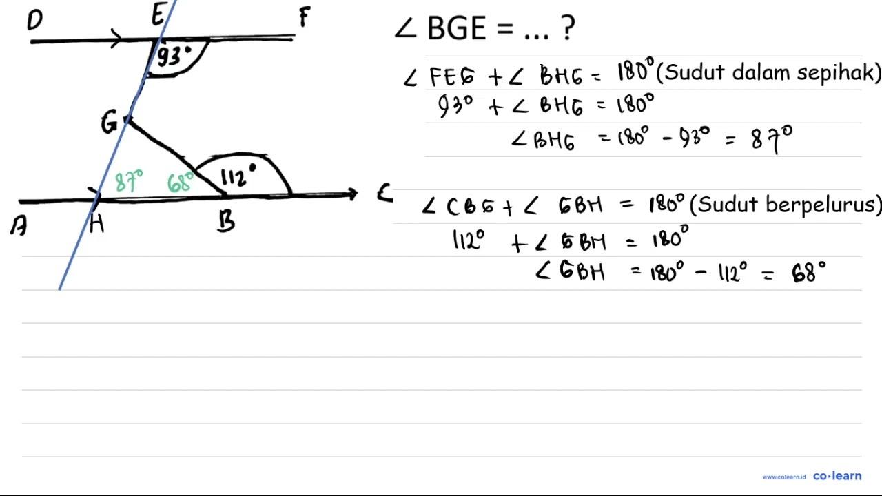 D E F 93 G 112 A B C sudut BGE = ...?