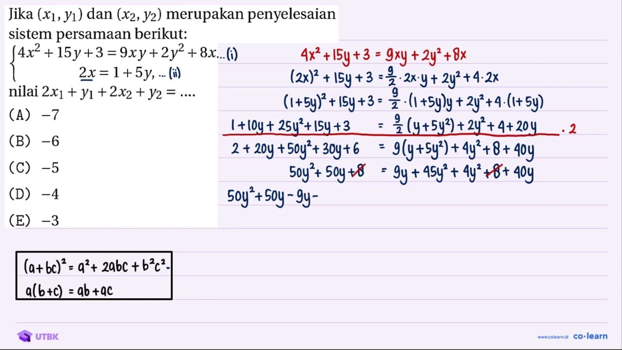 Jika (x_(1), y_(1)) dan (x_(2), y_(2)) merupakan