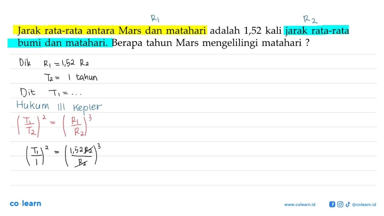 Jarak rata-rata antara Mars dan matahari adalah 1,52 kali