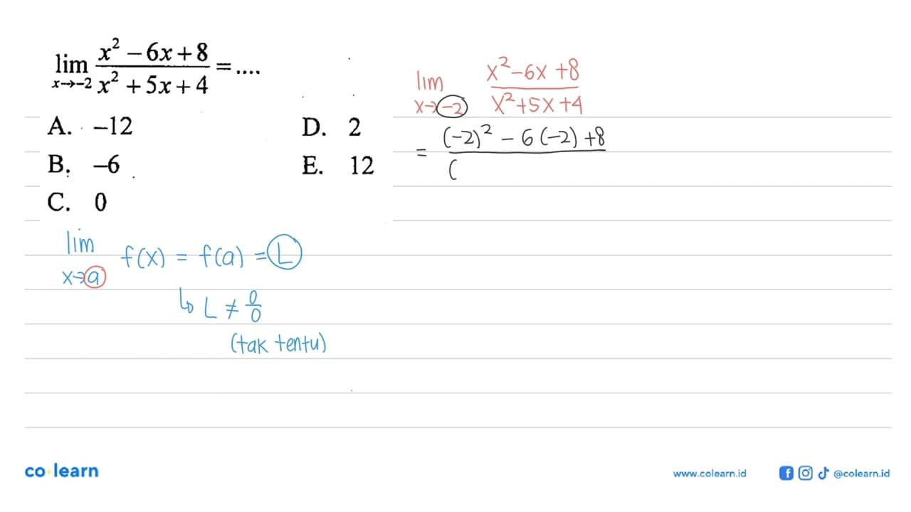 lim x -> -2 (x^2-6x+8)/(x^2+5x+4)=...