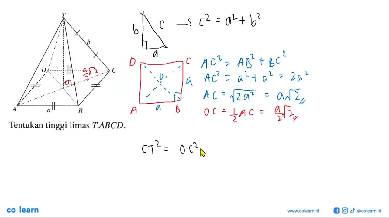Tentukan tinggi limas TABCD.