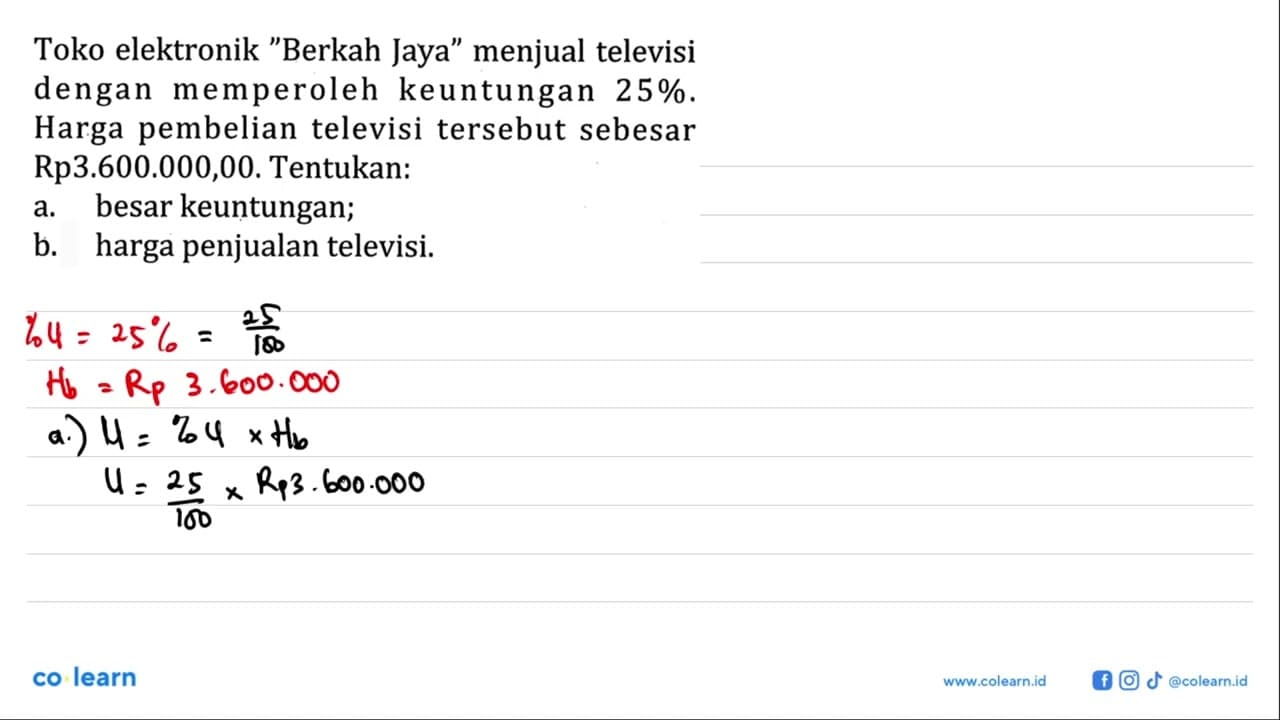 Toko elektronik "Berkah Jaya" menjual televisi dengan