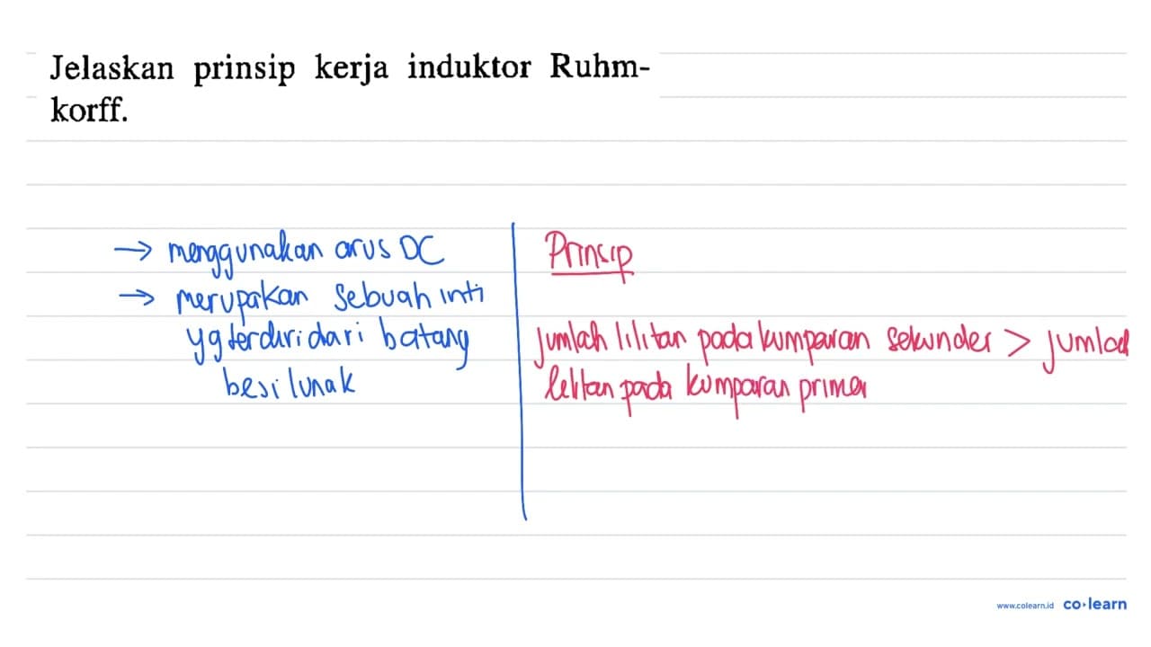 Jelaskan prinsip kerja induktor Ruhmkorff.