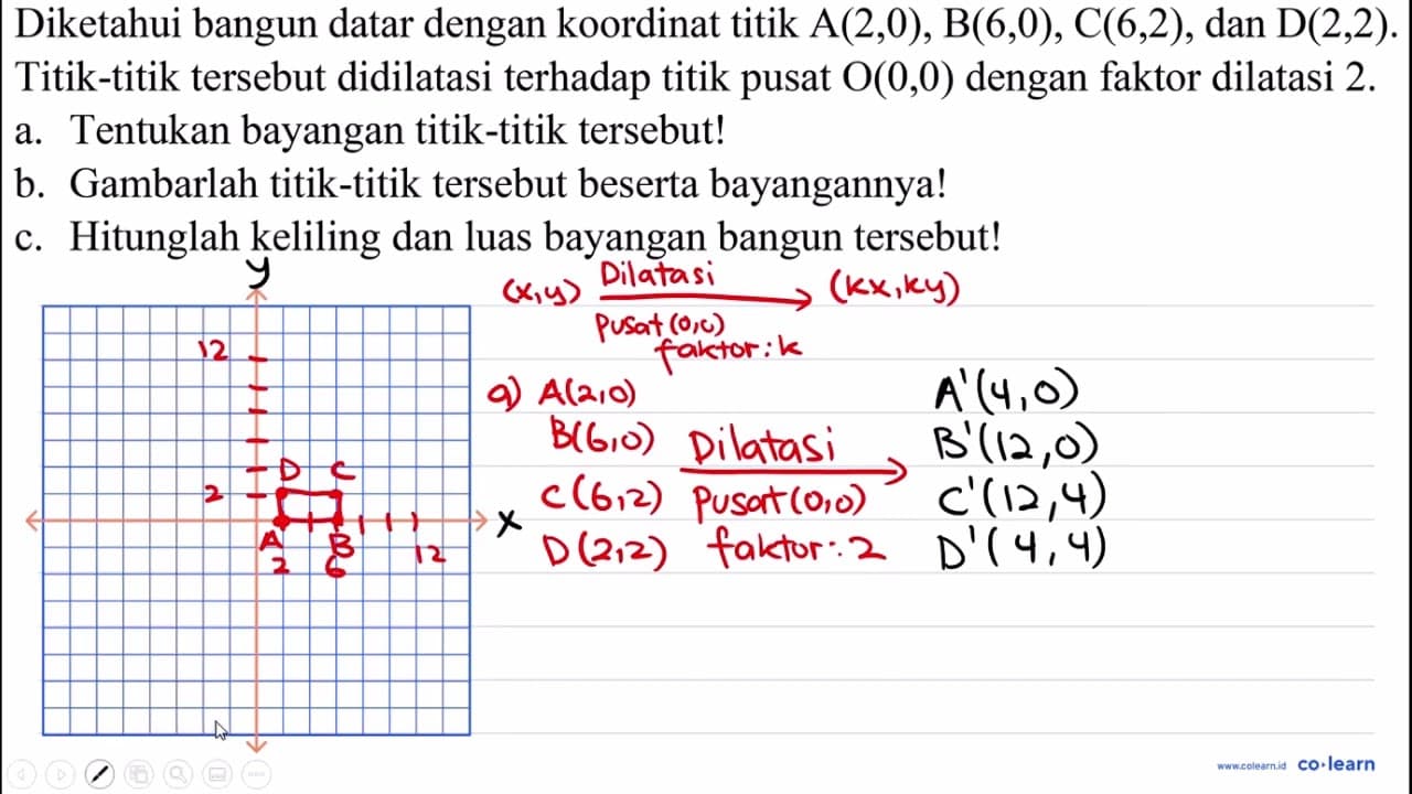 Diketahui bangun datar dengan koordinat titik A(2,0),