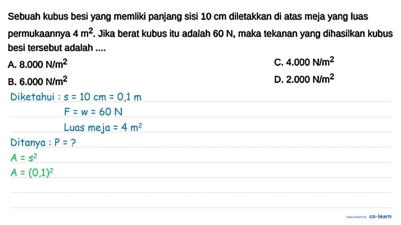 Sebuah kubus besi yang memliki panjang sisi 10 cm