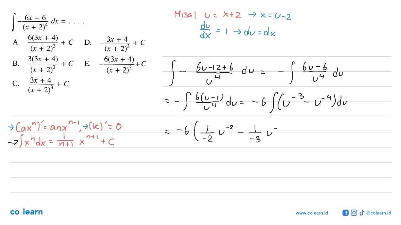 integral -(6x+6)/(x+2)^4 dx=....