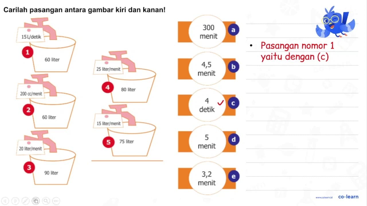 Carilah pasangan antara gambar kiri dan kanan! 1 15 L/detik