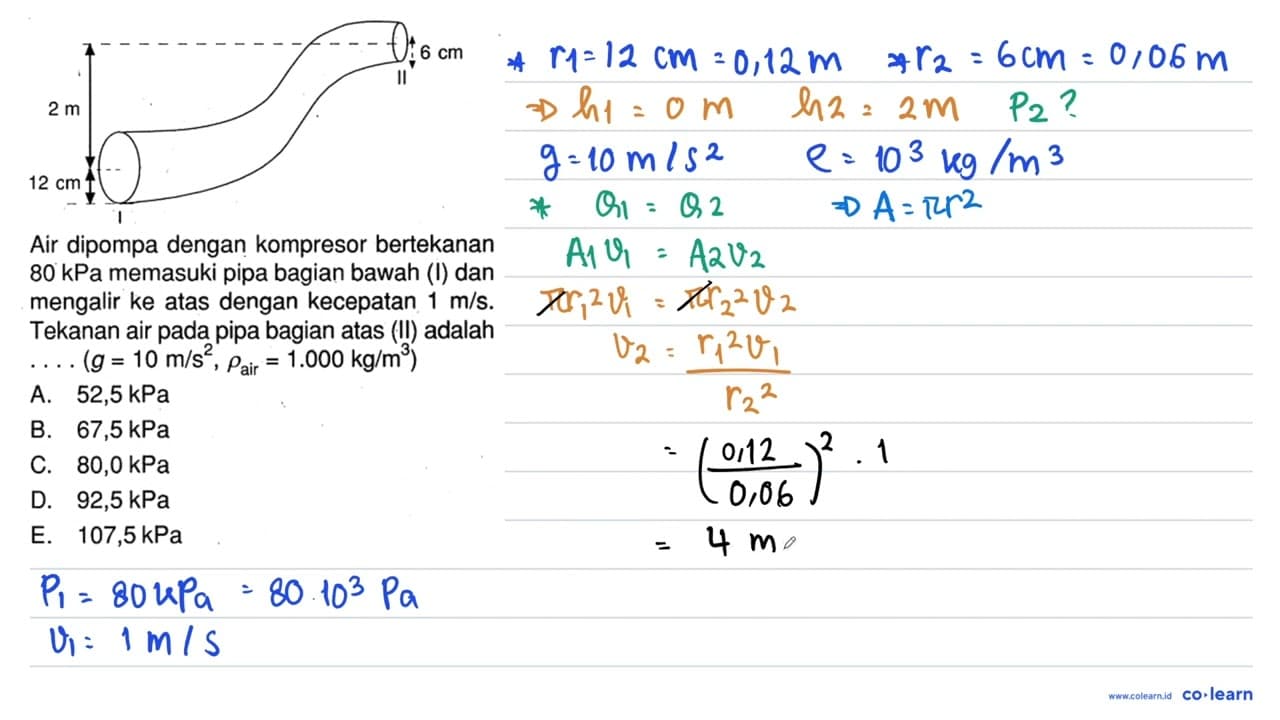 6 cmII2 m12 cmIAir dipompa dengan kompresor bertekanan 80