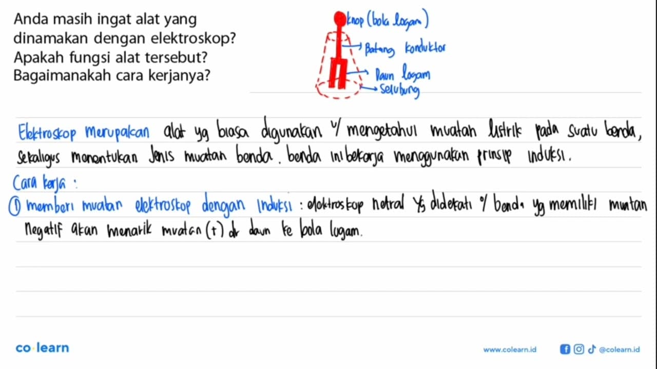 Anda masih ingat alat yang dinamakan dengan elektroskop?