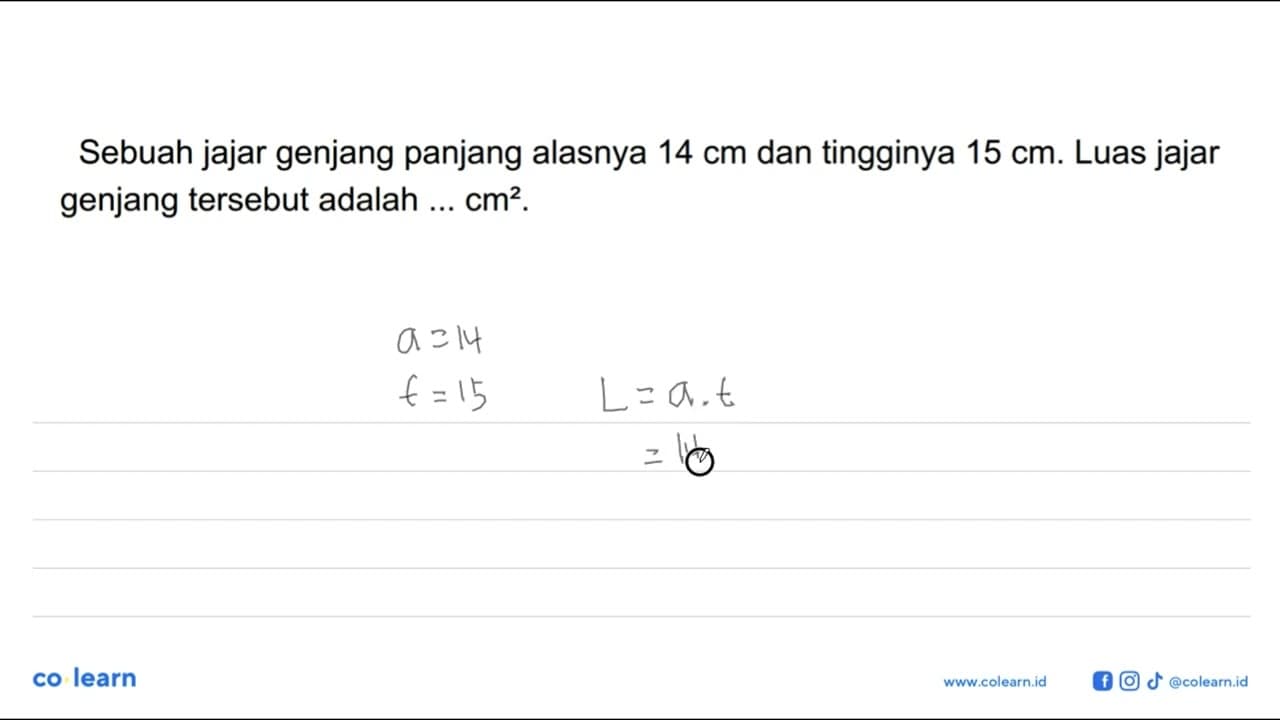 Sebuah jajar genjang panjang alasnya 14 cm dan tingginya 15