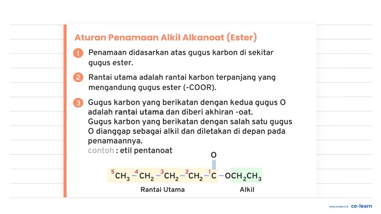 Senyawa organik dengan rumus molekul C4 H8 O2 mempunyai