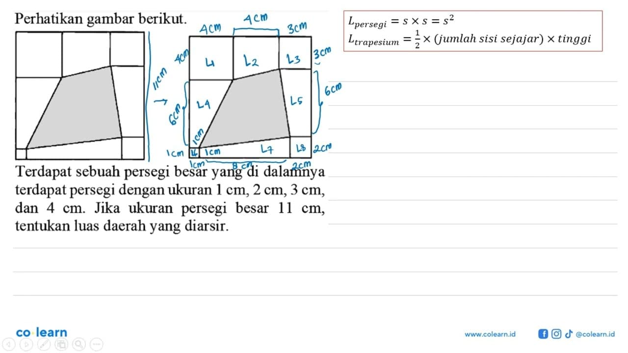 Perhatikan gambar berikut. Terdapat sebuah persegi besar