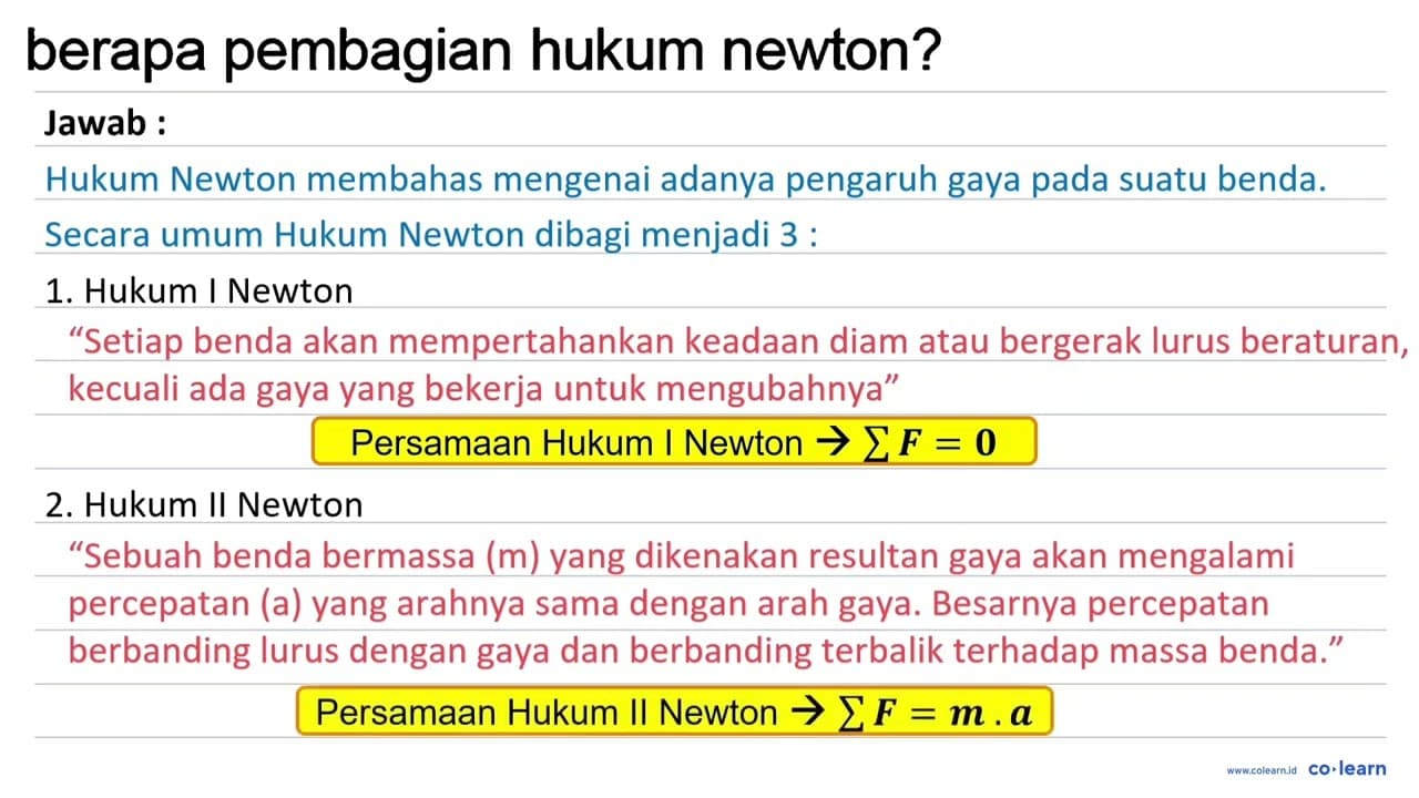 berapa pembagian hukum newton?