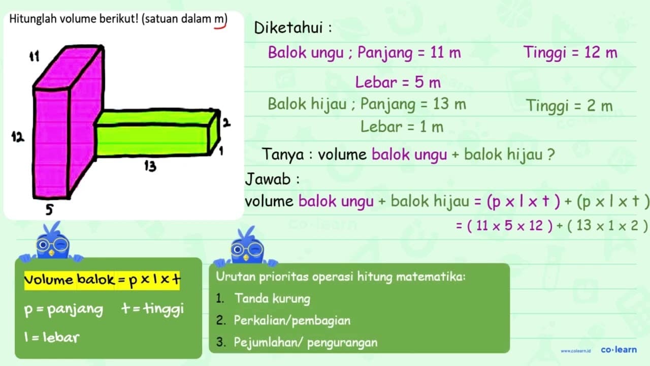 Hitunglah volume berikut! (satuan dalam m )