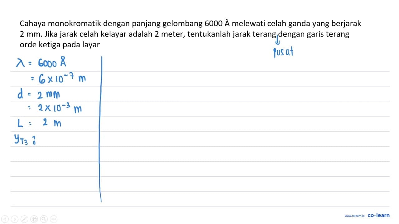 Cahaya monokromatik dengan panjang gelombang 6000 AA