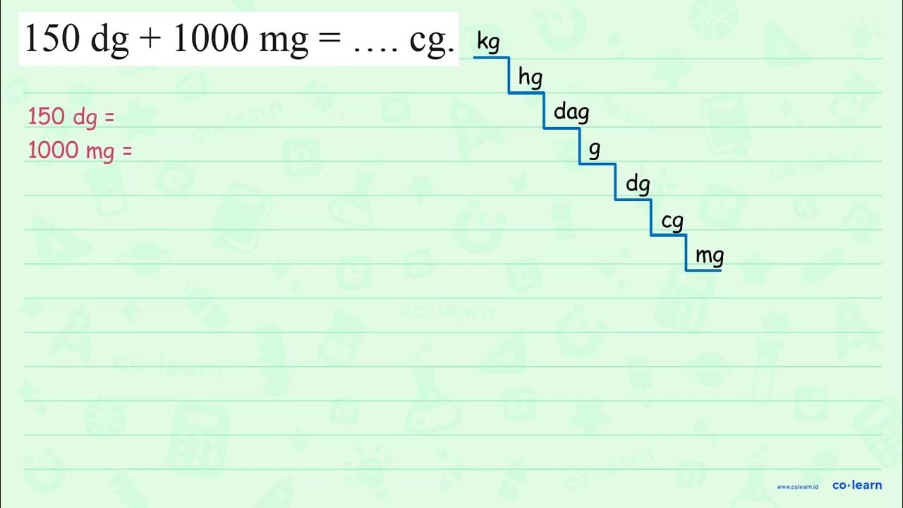 150 dg + 1000 mg = .... cg.