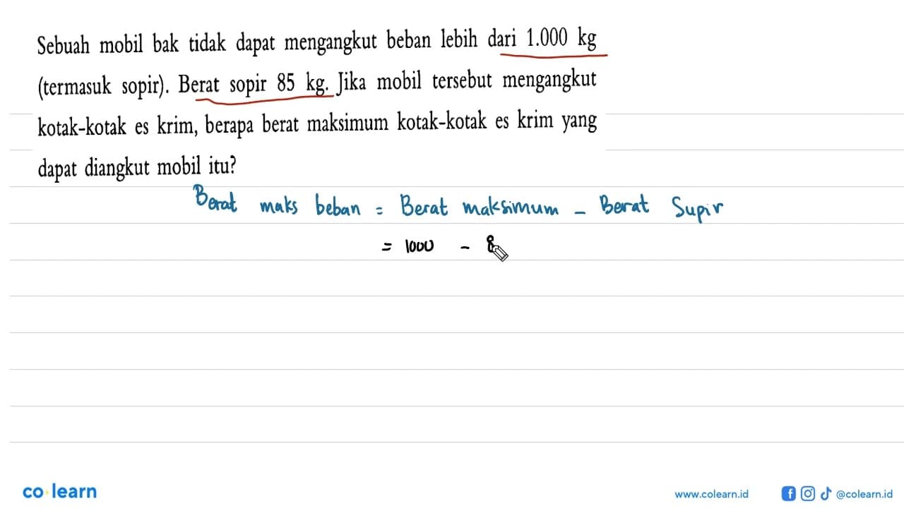 sebuah mobil bak tidak dapat mengangkut beban lebih dari