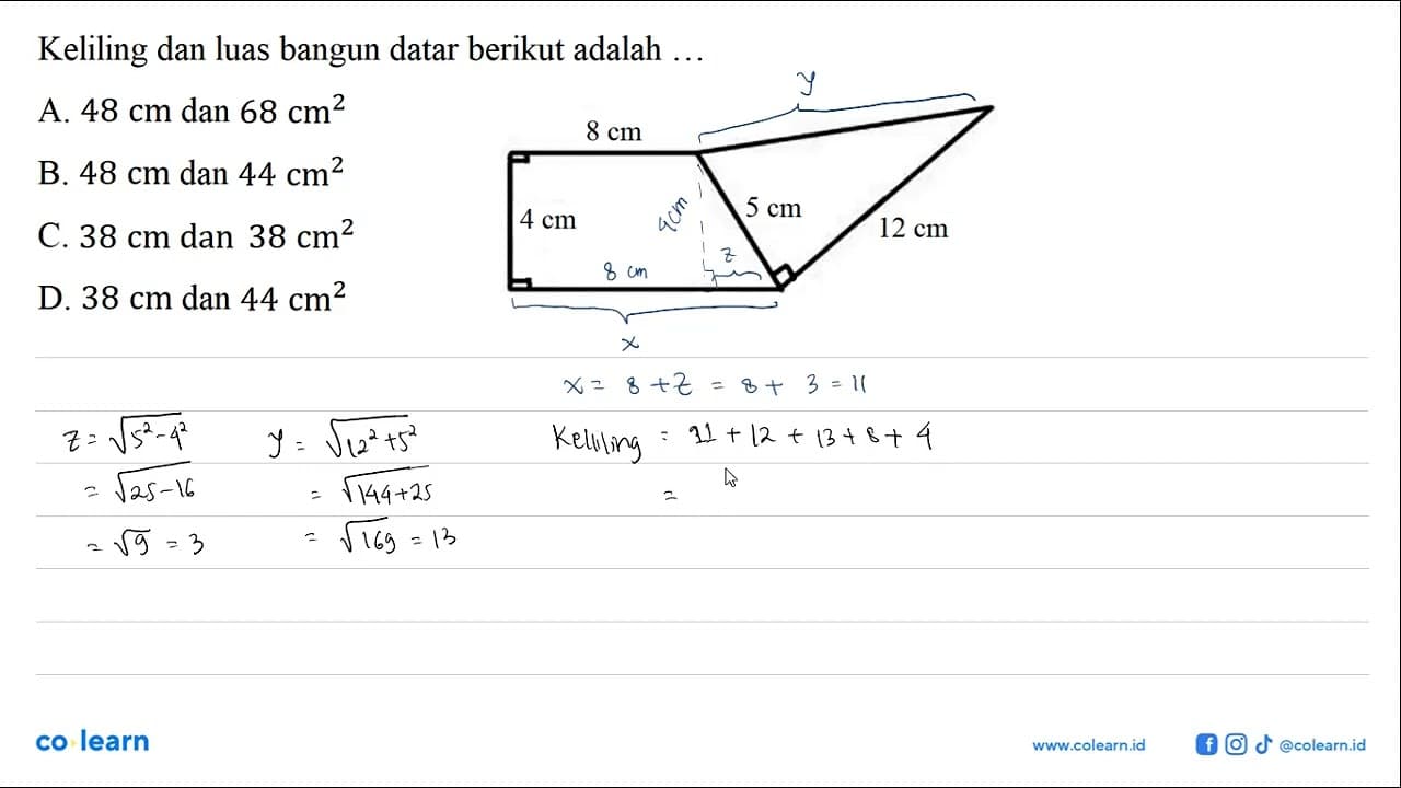 Keliling dan luas bangun datar berikut adalah ... 8 cm 4 cm