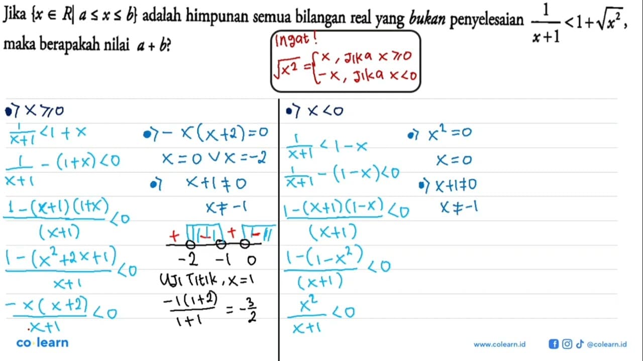 Jika {x e R|a<=x<=b} adalah himpunan semua bilangan Ieal