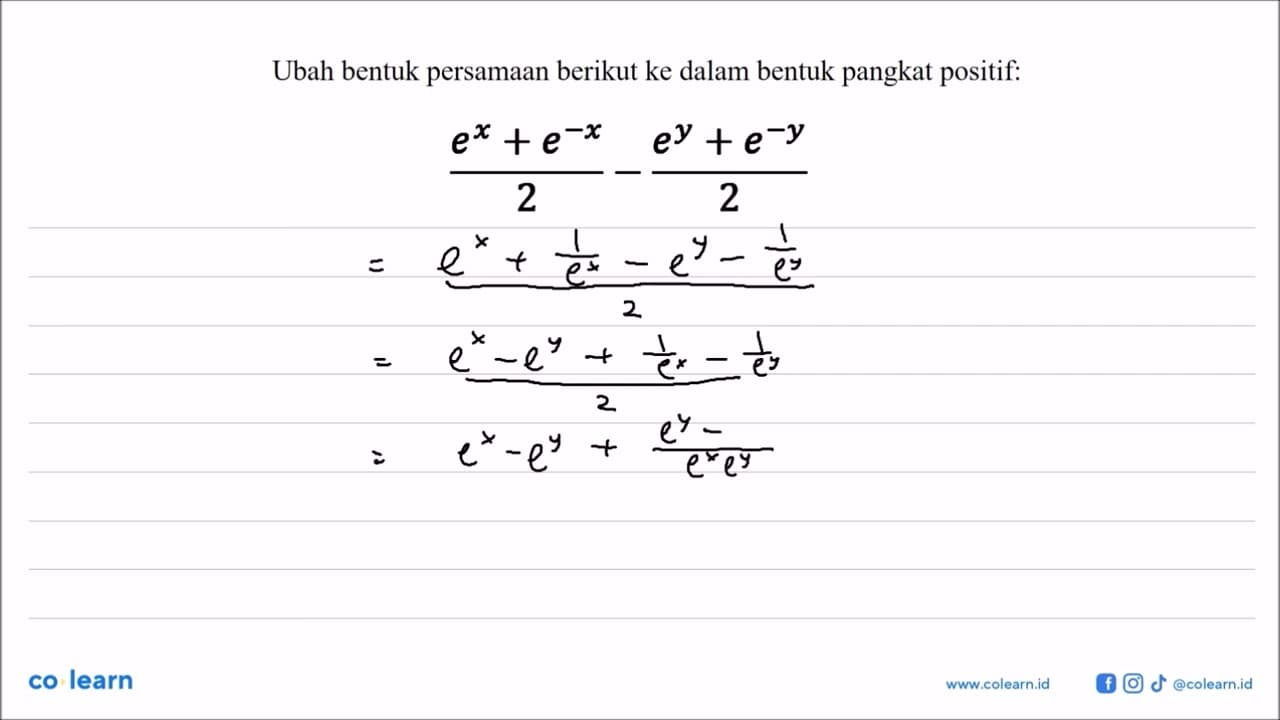 (e^x + e^(-x))/2 - (e^y + e^(-y))/2