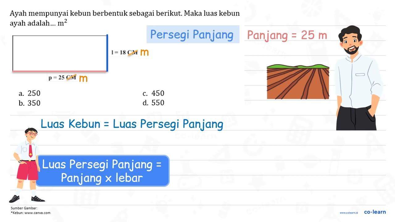 Ayah mempunyai kebun berbentuk sebagai berikut. Maka luas